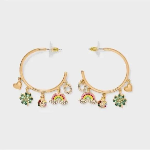 Sugarfix by Baublebar NWT Lucky Charms Gold Hoop Earrings - Picture 1 of 5